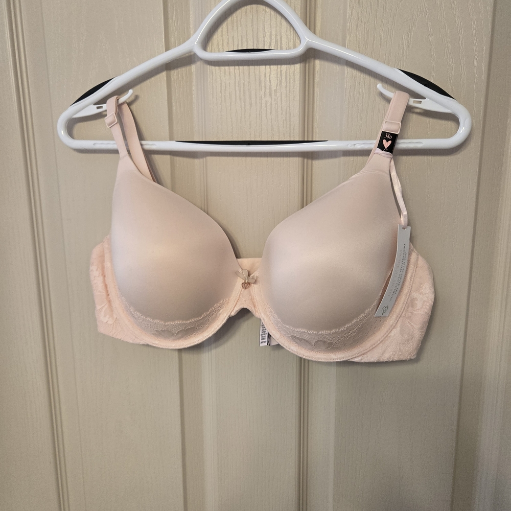 Victoria's Secret Body By Victoria Perfect Coverage Blush Lace Trim Bra - 38D